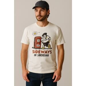 Huckberry Roark Sideways in Sardegna Graphic T-Shirt Small White Cotton NWT